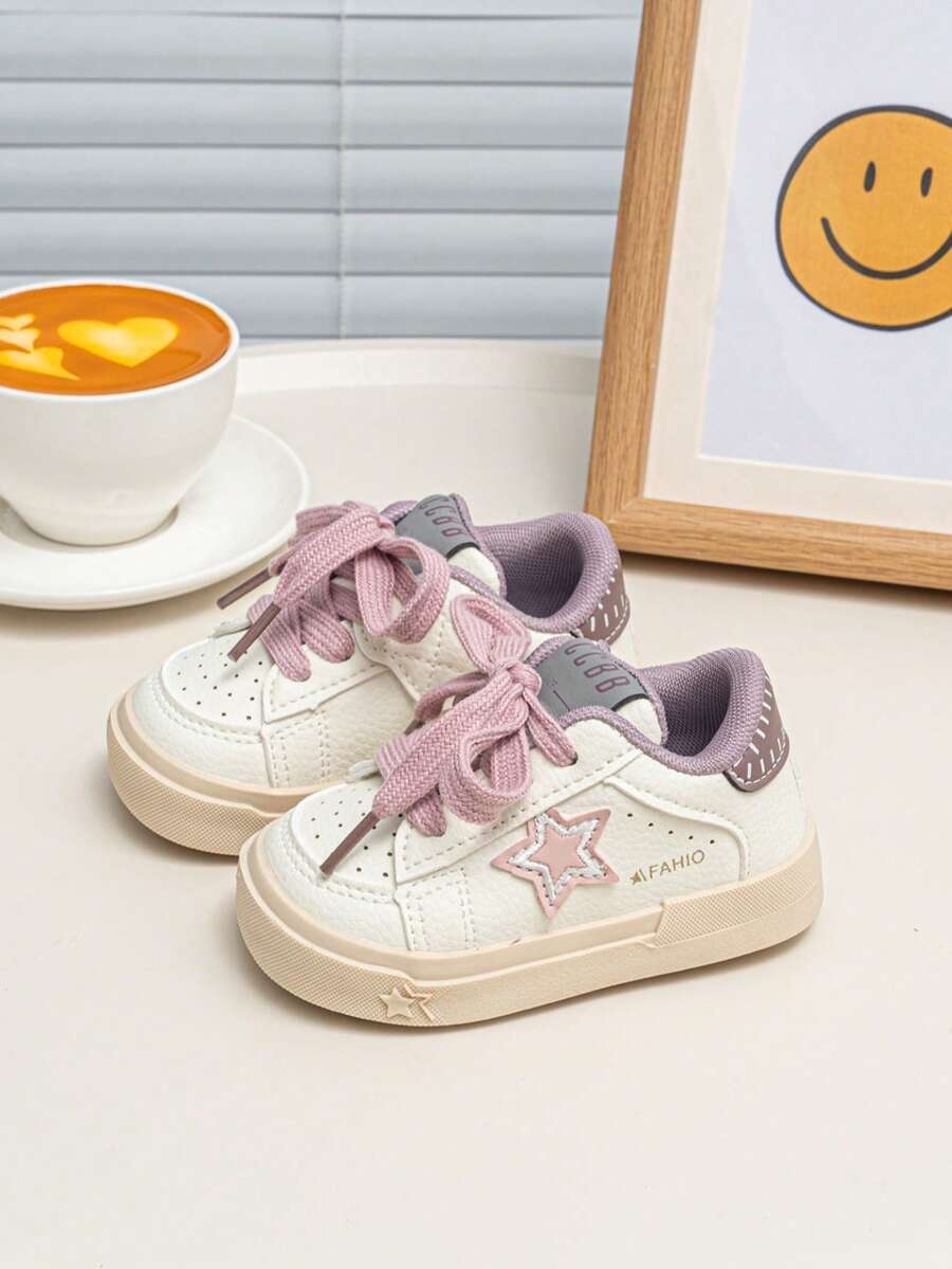 Children's Star Pattern Minimalist Sneakers, Non-Slip Soft Sole Baby Casual Walking Shoes - Mauve Purple - View 1