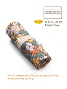 1 buah Kotak Pensil Gulung Kanvas Multi-Slot, Motif Kucing Kartun Lucu, Tas Penyimpanan Pensil Kapasitas Besar, Organizer Portabel untuk Sketsa, Menggambar, dan Mewarnai, Hadiah Mini untuk Kembali ke Sekolah dan Liburan Seni - Beraneka warna - View 13