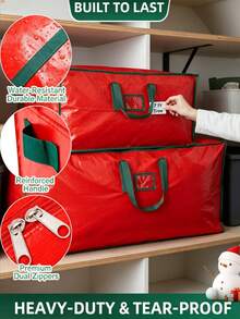 1pc-Christmas Tree Storage Bag, Christmas Tree Moving Bag, Christmas Tree Storage Pouch, Christmas Tree Packaging, Surprise Gift Large Package, Large Christmas Tree Storage, Large Capacity Heavy Duty Artificial Tree Bag, Christmas Party Supplies. With Reinforced Handles And Dual Zippers, Extra Large Waterproof And Durable, Suitable For Christmas Tree, Christmas Gifts, Christmas Home Decor Storage (Red) - Red - View 4