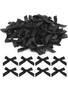 20pcs/Pack Colorful Ribbon Bows, Gift Wrapping Decoration, Handmade Card Decoration, Hair Accessories, Balloon Bows, Wedding Party Decoration, Room Decoration, Home Decor - Black - A - View 5