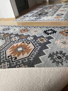 Alfombra antideslizante, lavable, con estampado digital, ideal para pasillo o cocina. - Gris - Ver 4