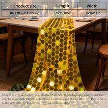 2 pezzi Runner da tavolo romantico in oro con grandi paillettes, centrotavola per feste di compleanno, decorazione per tavoli da ristorante, decorazione per tavoli da casa per riunioni festive, runner da tavolo in oro lucido, perfetto per decorazioni di negozi, celebrazioni di inaugurazione, Natale, Ringraziamento, Capodanno, San Valentino, anniversari, cerimonie romantiche al chiuso/all'aperto, feste in spiaggia, feste di fidanzamento, matrimoni - Dorato - Visualizzare 4