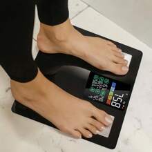 226kg 智能 BMI 浴室體重計 | 採用 BIA 技術的數位身體組成分析儀。藍牙電子秤搭配手機 App，提供個性化測量與 LCD 顯示。現代設計健身健康體重秤 - BLACK - 查看 1