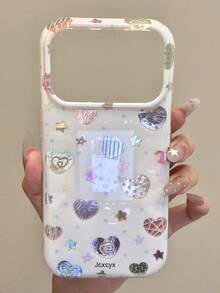 Y2K Star Heart Glossy Soft Phone Case Compatible With IPhone 17 Pro Max 17 Pro 16 Pro Max 15 Pro Max 14 13 12 11 Pro Max Shockproof Bumper Soft Back Cover ﻿ - White - View 4