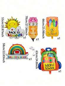 7pcs Sun, Cloud And Pencil Themed Backpack And Balloon Set, Suitable For Back To School Events, Back To School Decorations And Theme Party Decorations - Back-to-school Balloons - View 6