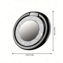 1pc Phone Ring Holder, Round Rhinestone Inlaid, Manual Drilling, New Desktop Anti-Drop Phone Stand, All Metal Ring Buckle, Universal Type, Suitable For IPhone, Android Phones And Tablets, Birthday, Gift For Family And Friends, Ring Holder, Phone Ring Grip, Phone Accessories - Silver - View 5