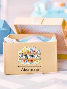 4/8/16pc Custom Name Watercolor Wildflower Ruler Sticker,Boho Floral Teacher Decals, Teacher Appreciation Gift,Back To School Gift - Multicolor - View 3