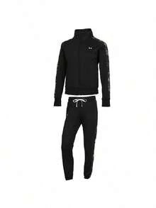 Under Armour Setelan Olahraga Tricot Wanita dengan Motif Samping dan Kerah Tegak, 1365147-005 - Hitam - View 6