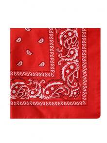 1 pieza Pañuelo cuadrado con estampado de cachemira rojo, adecuado para uso diario - Rojo - Ver 5