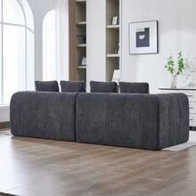 أريكة زاوية معيارية من قطعتين (رمادي داكن، 260x94.5x80 سم)، رغوة عالية الكثافة، تجميع بدون أدوات، قماش مخملي مع مساند ذراعين، أريكة ذات مقعد عميق - رمادي غامق - مشاهدة 2