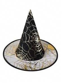 Chapeau de sorcière violet et noir avec toile d'araignée, taille unique, accessoire de costume de sorcière pour femmes et filles pour fête d'Halloween, cosplay et déguisement - Voir 5