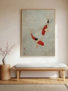 1pc Koi Fish Print, Yin Yang Poster Aesthetic Vintage Wall Art, Black And White Japanese Art Print, Red Cream Koi In Water Japanese Art Print, Minimalist Inspired Poster, Mindfulness Wall Decor, Christmas Decorative Wall Art, Framed/Unframed - 1pc - View 6