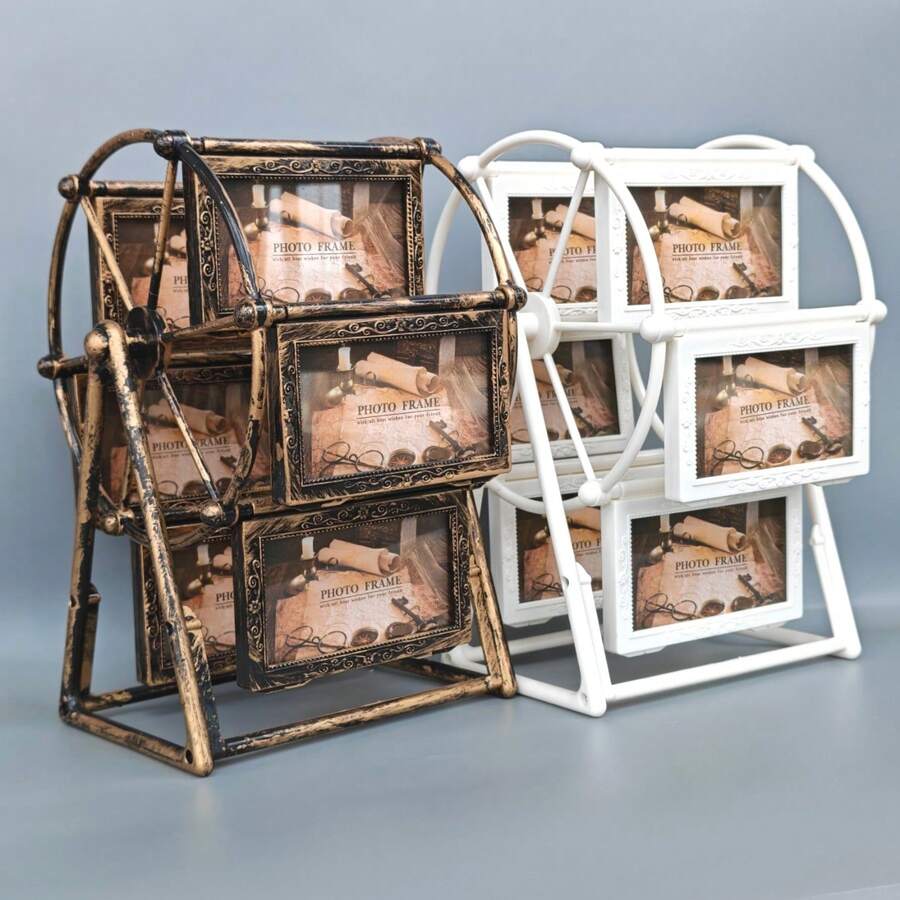 1pc Creative DIY Ferris Wheel Photo Frame, Assemble Required, 4 Inch Photo Frame, Birthday Gift, Photo Display Stand For Home, Room, Office Decor, Valentine's Day, New Year, Easter, Random Paper Pattern (Frame Material: ABS Plastic) Gifts Graduation