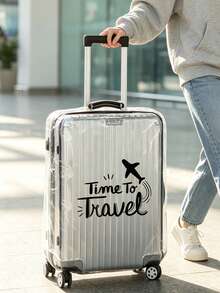 Unisex Cartoon Illustration Transparent Luggage Cover, Suitable For 20/24/28 Inch Suitcases, Perfect For Family And Friends, Christmas And Easter - Multicolor - View 9