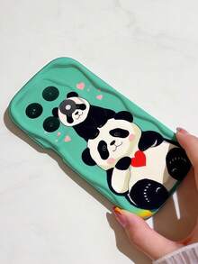 1 buah Casing Ponsel Cream Dopamine Bergelombang Lembut dengan Tekstur TPU, Desain Kreatif, Personalisasi, Motif Kartun Panda Lucu, Kompatibel dengan Galaxy S21 S22 S23 S24 S25 S26/Honor/ dan Model Lainnya - Putih - View 5