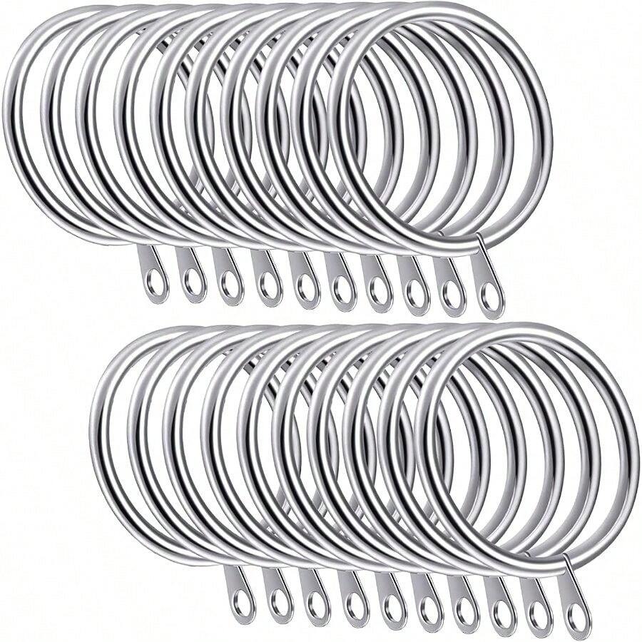 Anillos para Colgar Cortinas de Metal con Ojales para Cortinas, para Cortinas y Varillas, 38 mm de Diámetro Interior, 20 Unidades (Plateado) - 1PC - Ver 1