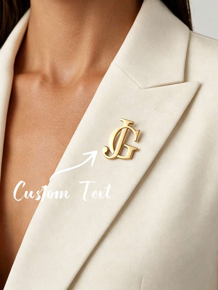 Customized Name Brooch, Letter Lapel Pin, Stainless Steel Birthday Flower Brooch Pin, Gift For Men, Bridesmaids, Party Accessories, Personalized Gift, Groomsmen Gift