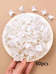20/30/60/100pcs Sweet & Cute Mini Colorful Butterfly Hair Clips, Suitable For Girls, Back To School Season, Mother's Day Gift - White - View 14