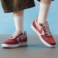 Nike COURT BOROUGH LOW RECRAFT Big Kids' Retro Casual Low-Top Cushioned Lightweight Breathable Sports Skate Shoes - Red/Pink - View 2