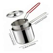 Stainless Steel Mini Frying Pan, Deep Fryer, Small Household Oil Pot With Strainer, Mini Frying Pan Suitable For Induction Cooktop, Used For Heating Milk, Frying French Fries, Chicken, Rice, Cauliflower, Chicken Nuggets And Other Ingredients, Convenient And Practical Small Frying Pan - View 14