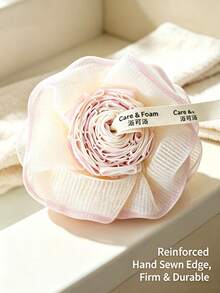 1PC/6PCSlegant Rose‑Shaped Bath Sponge Mesh Loofah, Soft Floral Body Shower Ball, Rich‑Foam Bathing Accessory With Hanging Loop, Gentle Exfoliating Shower Scrubber For Body Cleaning, Lovely Bathroom Supply For Home Daily Bath Use - Multicolor - View 8