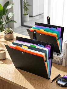 7-Pocket Multi-Function Folder, Comes With Colorful Label Stickers A4 Folder, Folder With Labels, Letter Size Expanding Folder, School Office Home Folder Storage Set, Document Storage Set, Document Organizer Bag, Document Bag, Suitable For Home, School And Office Supplies A4 Letter Size Document Storage, Back To School Essential, College Essential - Multicolor - View 4