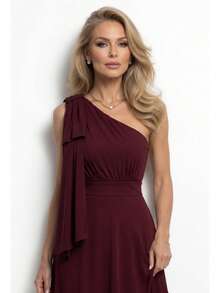 Long Dress For Bridesmaid Wedding Graduation Light Party - Color caoba - Ver 3