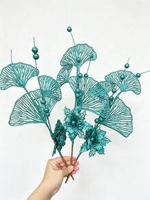 1/2/4pcs Artificial Plant,Christmas Tree Decorations And Ornaments,Sparkling Glitter Berry Bouquet For Festival Wedding Party Home Indoor Dining Table,Room,Bedroom Decoration,Rattan Decoration Accessories,Christmas Tree And Christmas Plant Decor - Green - View 4