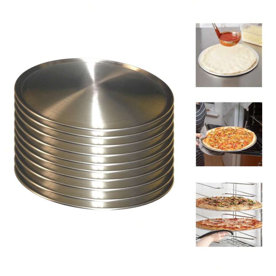 Set Of 10 30 Cm Aluminum Pizza Baking Sheets. Durable And Reusable. - View 1