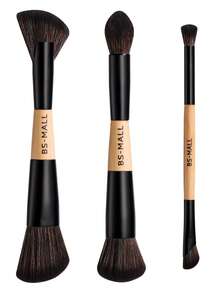 BS-MALL 3pcs Multi-Function Dual-Ended Makeup Brushes, Novel Makeup Tool Gift For Girlfriend/Women - Black - View 8