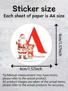 Personalized Santa Claus Letter Stickers, Christmas Gift Labels, Snack Packaging Bag Stickers, Customizable Text, 4cm Stickers, Back To School - Multicolor - View 2