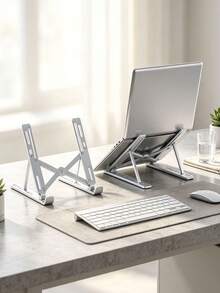 Laptop Stand, Foldable, Height Adjustable, Suitable For Laptop, Phone, Books, Ergonomic Design, Non-Slip Rubber Pads, Suitable For Home, Office, Travel, Bedside Use, Portable And Lightweight, Foldable, Easy To Store, Laptop Accessories - Multicolor - View 6