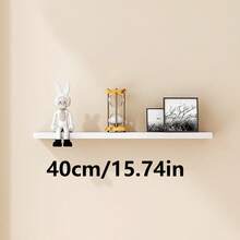 Estantería de pared de un solo nivel, estante de almacenamiento creativo para la pared, decoración de pared de fondo de la sala de estar, montado en la pared - Blanco - Ver 7