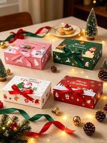 4pcs/1pc Christmas Gift Box, Multiple Styles Available, Self-Assembly Required, Suitable For Christmas Party, Christmas Tree Decoration, Theme Party, Thanksgiving, New Year, Party Favors, Holiday Gathering And Holiday Scene Decoration - One Size Fits All - View 9