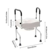 White 3-In-1 Raised Toilet Seat With Adjustable Armrests, 330.7lbs Heavy Duty Commode Riser For Elderly, Pregnant & Post-Surgery Hospital Home Care - White - View 5