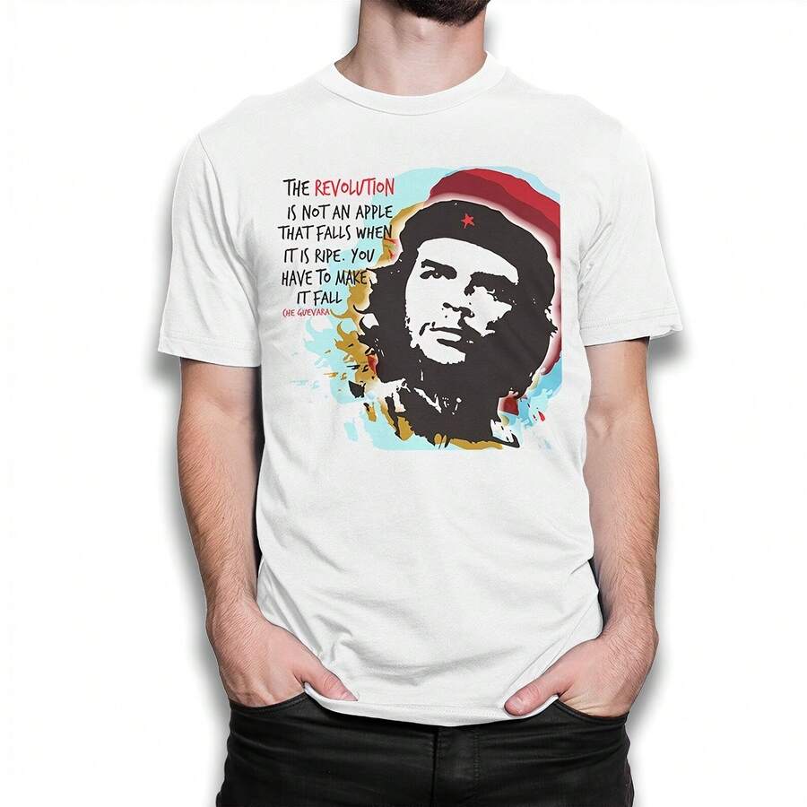 Local Warehouse Pure Cotton Unisex Y2K Streetwear Summer Ernesto Che Guevara Quote T-Shirt, Men Women Sizes - White - View 1