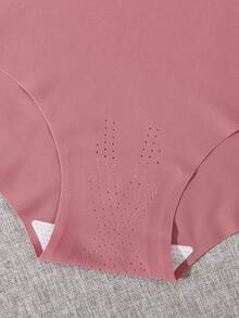 5pcs/Pack Plus Size Warm Red Micro-Perforated Seamless Women's Triangle Panties, Tight Fit Invisible No-Trace, Breathable For Long Sitting, Commute And Home Wear, Versatile Seamless Underwear - Multicolor - View 4