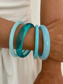 4pcs Elegant Vintage Casual Fashion Acrylic Bracelet Set Suitable For Women's Daily Wear - Multicolor - View 4