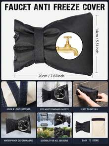 1pc Outdoor Faucet Insulation Cover, Outdoor Water Pipe Anti-Freeze Protection Bag, With Hook And Loop Strap Waterproof Cold-Resistant Fabric Faucet Protective Cover, Suitable For Yard, Backyard, Patio, Autumn/Winter Water Pipe Anti-Freeze, Faucet Protection Accessory - Multicolor - View 12