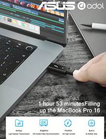 Kabel Data ASUS 240W Thunderbolt 4, Untuk USB C Tipe-C, Mendukung Transfer Data 40Gbps, Pengisian Cepat 240W, Mendukung Transmisi Audio/Video 8K/4K, Pengisian Cepat PD240W, Kompatibel dengan Kabel Data Pencermian Layar Macbook dan 17 ProMax - View 5