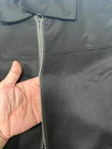 Men's Turn-Down Collar Full Zip Jacket, Smooth Woven, Crisp, Versatile, Minimalist, Commuter Outerwear, Spring/Autumn Thin Style, Daily Casual Top - Black - View 5