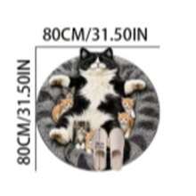 1pc Black And White Lying Cat Letter Round Rug, Faux Cashmere, Bathroom Mat, Bathroom Carpet, Door Mat, Small Rug, Carpet, Floor Mat, Home Decor, Area Rug, Outdoor Mat, Home Decor, Area Carpet, Bedroom Carpet, Washable Carpet - Multicolor - View 13