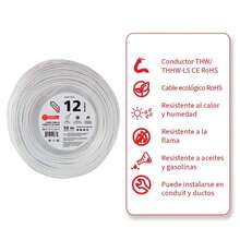 IUSA GROUP Cable de Cobre Calibre 12 AWG Blanco THHW-LS 50 m 600V para Instalación Eléctrica Residencial e Industrial en Conduit, IUSA - Blanco - Ver 6
