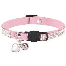 Cat Rhinestone Breakaway Collar With Bell, Quick Release Safety Buckle Design, Suitable For Small Cats And Small Dogs, Cute Soft Cat Collar For Women And Men - Pink - View 7