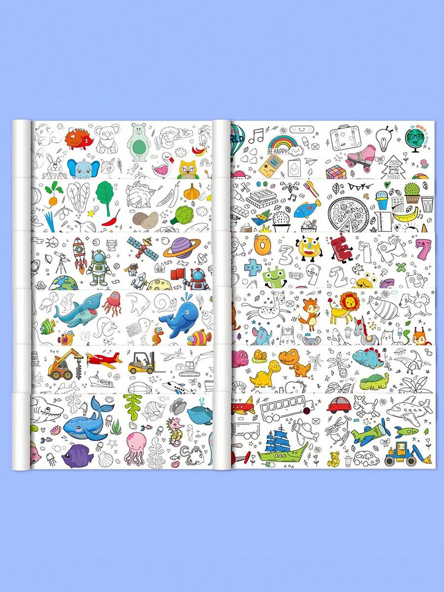 Graffiti Scroll Painting, Large Roll Paper Coloring Book, Coloring Pages, Drawing Notebook, Coloring Canvas - Multicolor - View 1