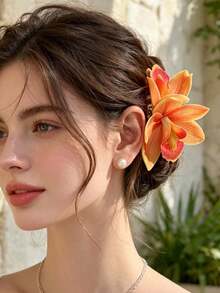 1pc Handmade Flower Hair Clip, Vintage DIY Women's Hair Clip, Daily Hair Accessory, Women's Hair Accessory, Birthday Gift For Friends - Multicolor - View 2