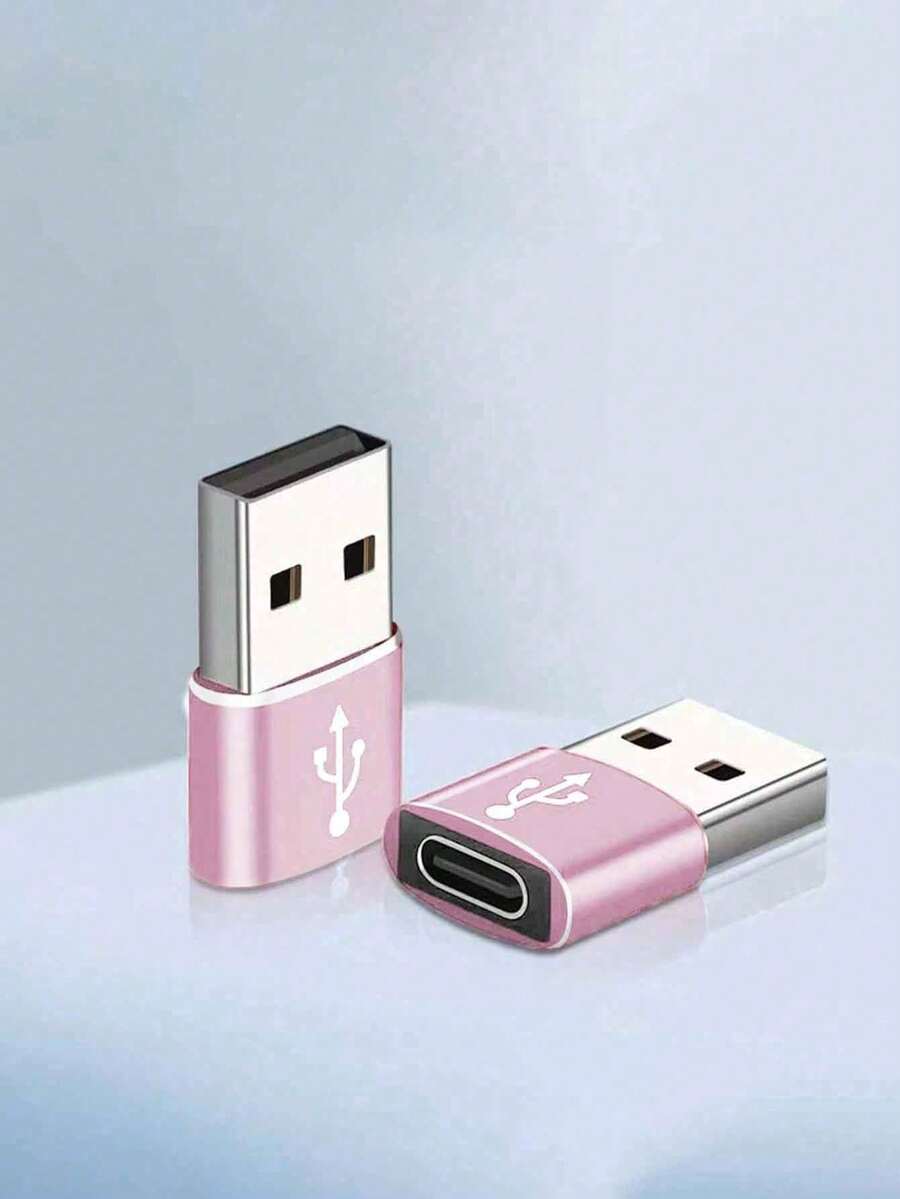1入aluminum Alloy Usb轉type-c轉換頭,適用於充電和數據傳輸,適用於手機、電腦、相機等設備 - 粉色 - 查看 1