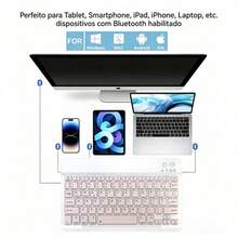 Teclado inalámbrico recargable ultrafino, compatible con iPad, Pro, Mini, Air, compatible con sistemas iOS, Android y Windows, 30 días de uso con una sola carga, teclado inalámbrico de 10 pulgadas - Ver 3