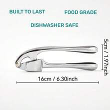 1 pieza Prensa de ajo de acero inoxidable manual, triturador de ajo, a prueba de óxido, fácil de limpiar, utensilio de cocina - Plateado - Ver 12