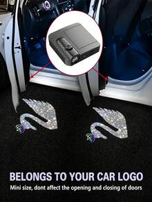 PAKRYS 2件組汽車車門投影燈，無線LED黏貼式迎賓燈，LED幽靈投影迎賓燈，通用汽車配件，適用於大多數轎車、SUV、卡車 - [免接線]智慧光感應-碳纖 - 查看 4